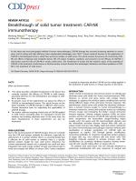 Breakthrough of solid tumor treatment: CAR-NK immunotherapy