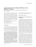 Long-Lasting Neural and Behavioral Effects of Iron Deficiency in Infancy