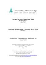 Networking and Innovation: A Systematic Review of the Evidence