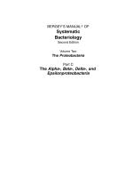 BERGEY'S MANUAL® OF Systematic Bacteriology Second Edition Volume Two The Proteobacteria Part C The Alpha-, Beta-, Delta-, and Epsilonproteobacteria