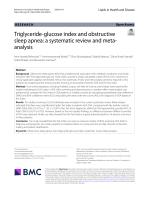 Triglyceride-glucose index and obstructive sleep apnea: a systematic review and meta-analysis