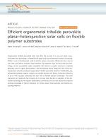 Efficient organometal trihalide perovskite planar-heterojunction solar cells on flexible polymer substrates