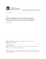 Justice Without Trial, Law Enforcement in Democratic Society, by Jerome H. Skolnick