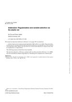 Addendum: Regularization and variable selection via the elastic net