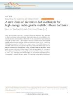 A new class of Solvent-in-Salt electrolyte for high-energy rechargeable metallic lithium batteries