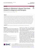 Updates in Alzheimer’s disease: from basic research to diagnosis and therapies
