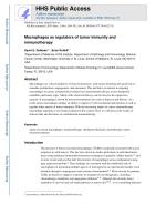 Macrophages as regulators of tumor immunity and immunotherapy