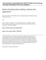 Review of selective laser melting: materials and applications