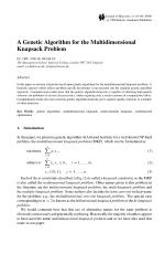 A Genetic Algorithm for the Multidimensional Knapsack Problem