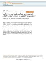All-dielectric metasurface analogue of electromagnetically induced transparency