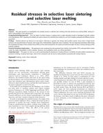 Residual stresses in selective laser sintering and selective laser melting