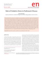 Role of Oxidative Stress in Parkinson’s Disease