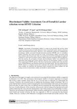 Discriminant Validity Assessment: Use of Fornell & Larcker criterion versus HTMT Criterion