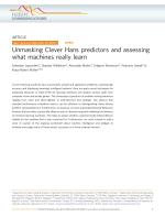 Unmasking Clever Hans predictors and assessing what machines really learn