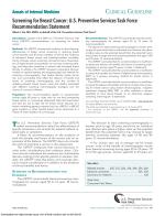 Screening for Breast Cancer: U.S. Preventive Services Task Force Recommendation Statement