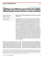 Utilizing cost-effective pyrocarbon for highly efficient gold retrieval from e-waste leachate