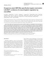 Exogenous plant MIR168a specifically targets mammalian LDLRAP1: evidence of cross-kingdom regulation by microRNA