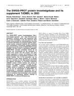 The SWISS-PROT protein knowledgebase and its supplement TrEMBL in 2003