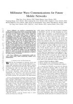 Millimeter Wave Communications for Future Mobile Networks
