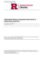 Optimality Theory: Constraint Interaction in Generative Grammar