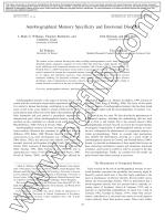 Autobiographical Memory Specificity and Emotional Disorder