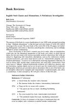 English Verb Classes and Alternations: A Preliminary Investigation