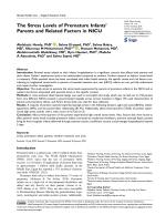 The Stress Levels of Premature Infants’ Parents and Related Factors in NICU