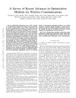 A Survey of Recent Advances in Optimization Methods for Wireless Communications