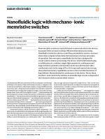 Nanofluidic logic with mechano-ionic memristive switches