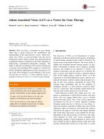 Adeno-Associated Virus (AAV) as a Vector for Gene Therapy
