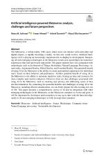 Artificial intelligence powered Metaverse: analysis, challenges and future perspectives
