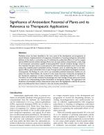Significance of Antioxidant Potential of Plants and its Relevance to Therapeutic Applications