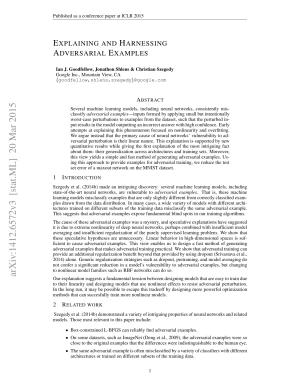 EXPLAINING AND HARNESSING ADVERSARIAL EXAMPLES