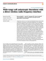 Wide-range soft anisotropic thermistor with a direct wireless radio frequency interface