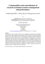 Commonalities and contradictions in research on human resource management and performance.