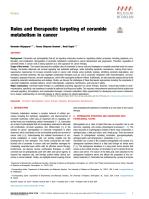 Roles and therapeutic targeting of ceramide metabolism in cancer