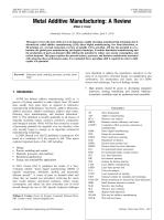 Metal Additive Manufacturing: A Review