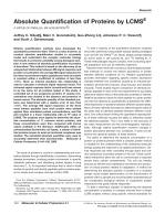 Absolute Quantification of Proteins by LCMS