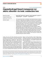 Organohydrogel-based transparent terahertz absorber via ionic conduction loss