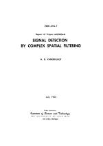 Report of Project MICHIGAN SIGNAL DETECTION BY COMPLEX SPATIAL FILTERING