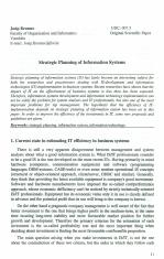 Strategic Planning of Information Systems