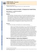 Social Relationships and Health: A Flashpoint for Health Policy