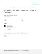 The Social Constructivist Movement in Modern Psychology