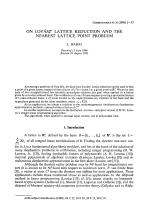 ON LOVÁSZ' LATTICE REDUCTION AND THE NEAREST LATTICE POINT PROBLEM
