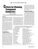 Criteria for Choosing Transparent Conductors