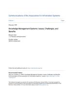 Knowledge Management Systems: Issues, Challenges, and Benefits