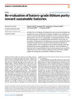 Re-evaluation of battery-grade lithium purity toward sustainable batteries