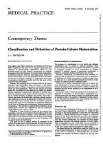 Classification and Definition of Protein-Calorie Malnutrition