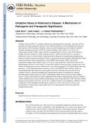 Oxidative Stress in Parkinson's Disease: A Mechanism of Pathogenic and Therapeutic Significance