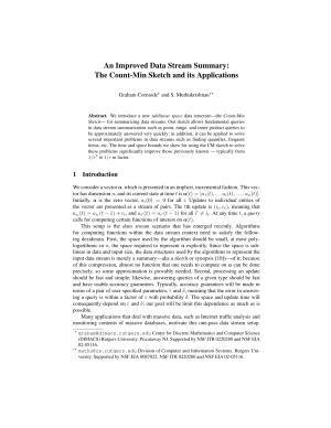 An Improved Data Stream Summary: The Count-Min Sketch and its Applications